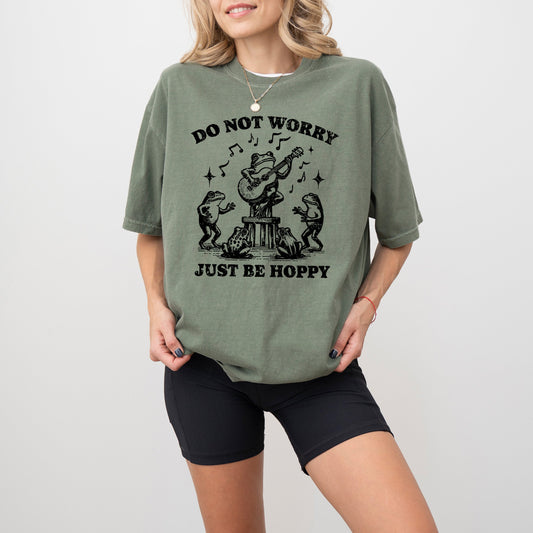 Don't Worry, Be Hoppy, Happy, Frog, Toad, Guitar, Funny, Reggae Music, Aesthetic, Meme, Tshirt Comfort Colors T-Shirt