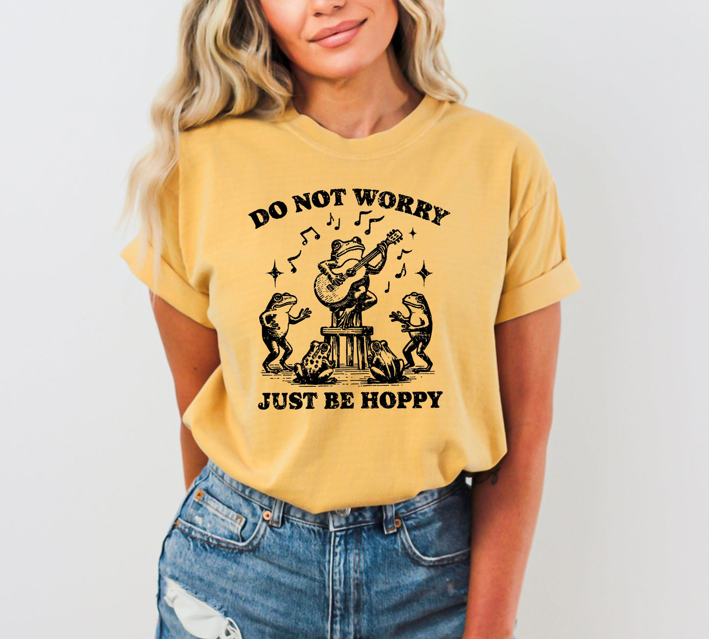 Don't Worry, Be Hoppy, Happy, Frog, Toad, Guitar, Funny, Reggae Music, Aesthetic, Meme, Tshirt Comfort Colors T-Shirt
