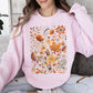 Dried Pressed Leaves And Floral Design, Flowers, Nature, Sweatshirt