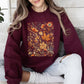 Dried Pressed Leaves And Floral Design, Flowers, Nature, Sweatshirt