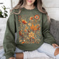Dried Pressed Leaves And Floral Design, Flowers, Nature, Sweatshirt