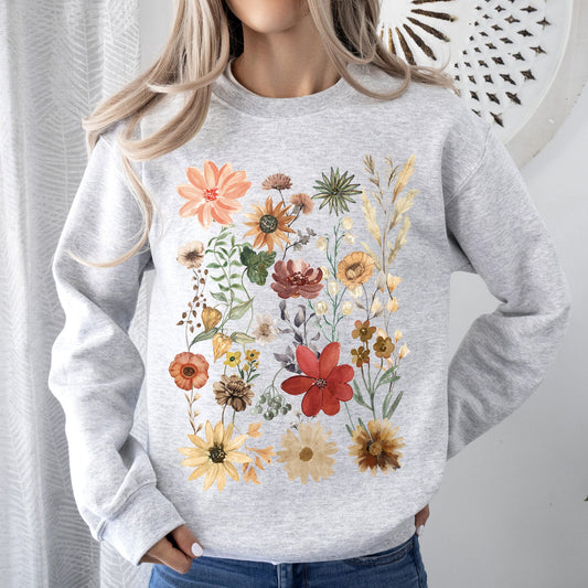 Dried Wildflower Meadow, Nature, Floral, Pressed Leaves Sweatshirt