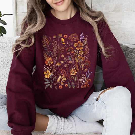 Dried Wildflowers, Nature, Meadow, Floral, Leaves Sweatshirt