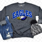 Royal Blue Eagles Arched Mascot Design PNG & JPG, Digital Download, Sublimation File