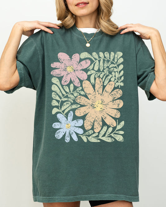 Earthy, Gorgeous Abstract Flowers, Boho Floral Design, Summer Vibes, Gardening, Festival, Nature Shirt Comfort Colors T-Shirt