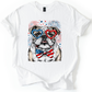 English Bulldog Patriotic Dog, USA, America, Pet Lover, 4th of July, Soft Style T-Shirt