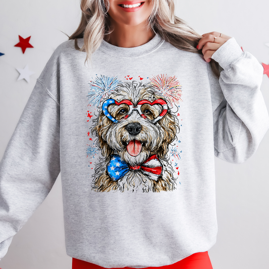 English Sheepdog Patriotic Dog, USA, America, Pet Lover, 4th of July Sweatshirt