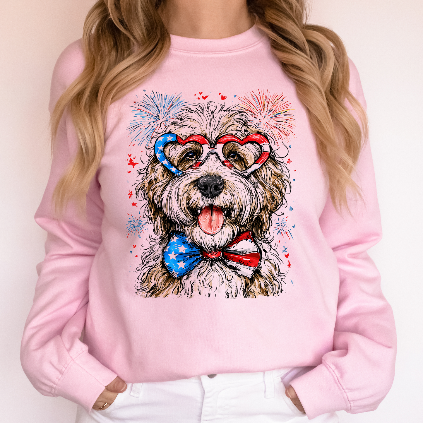English Sheepdog Patriotic Dog, USA, America, Pet Lover, 4th of July Sweatshirt
