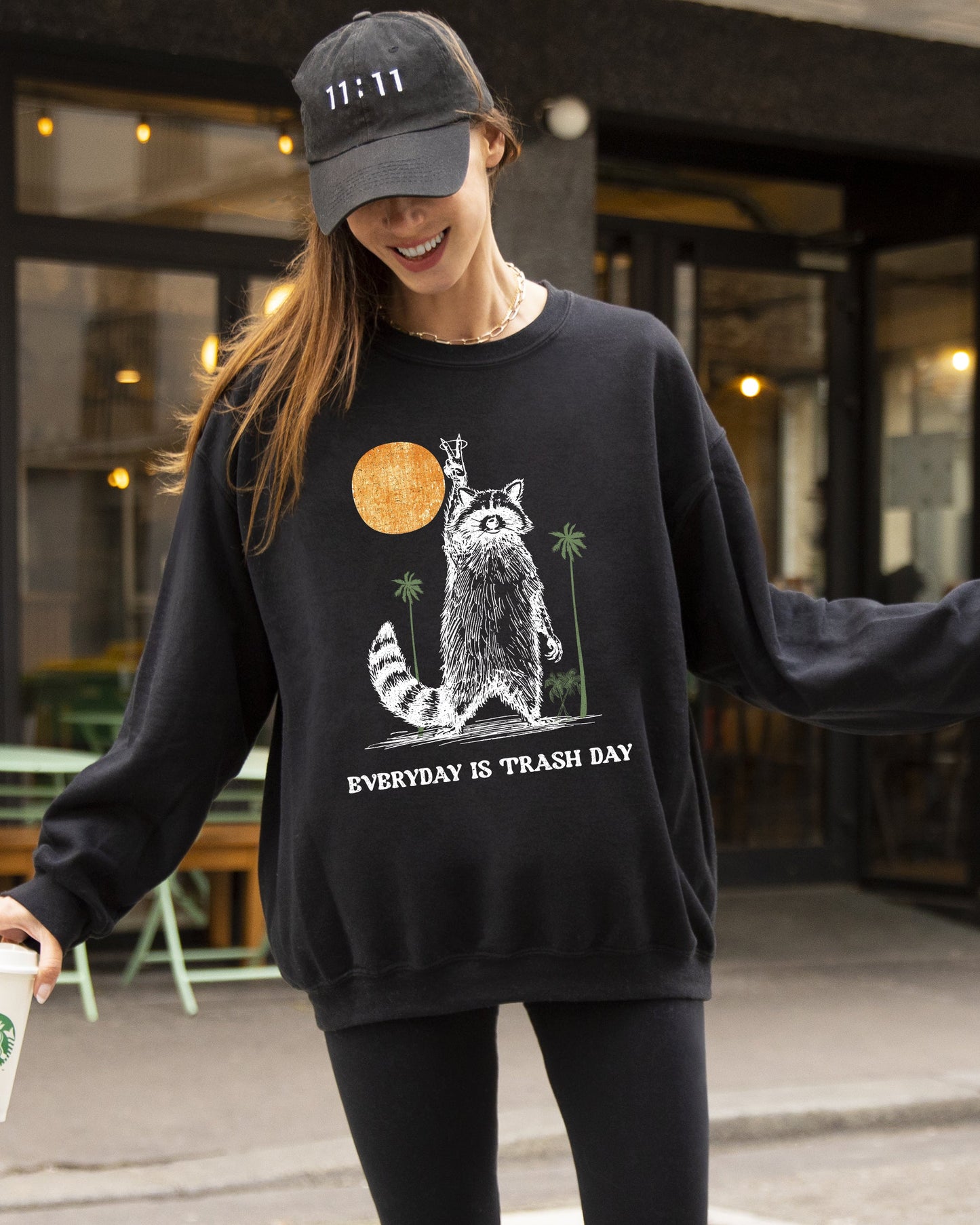 Everyday Is Trash Day, Funny, Raccoon, Meme, Aesthetic Sweatshirt