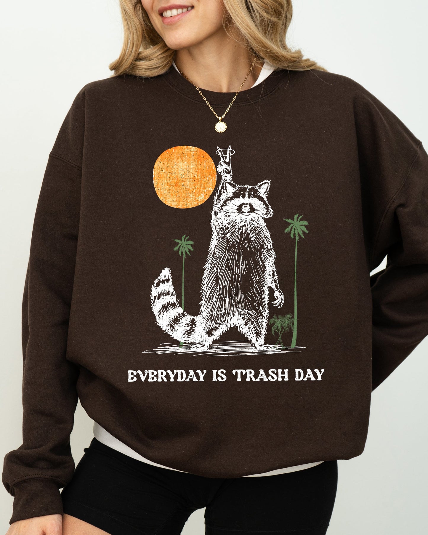 Everyday Is Trash Day, Funny, Raccoon, Meme, Aesthetic Sweatshirt