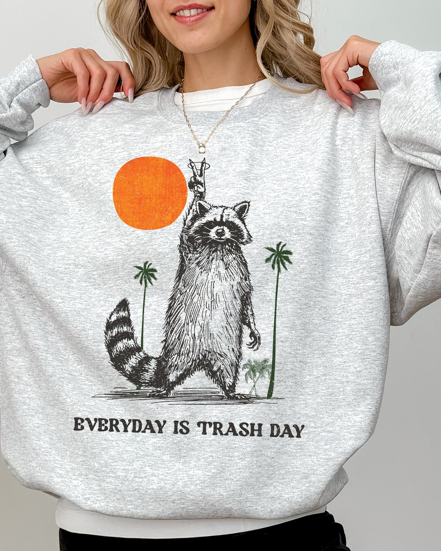Everyday Is Trash Day, Funny, Raccoon, Meme, Aesthetic Sweatshirt