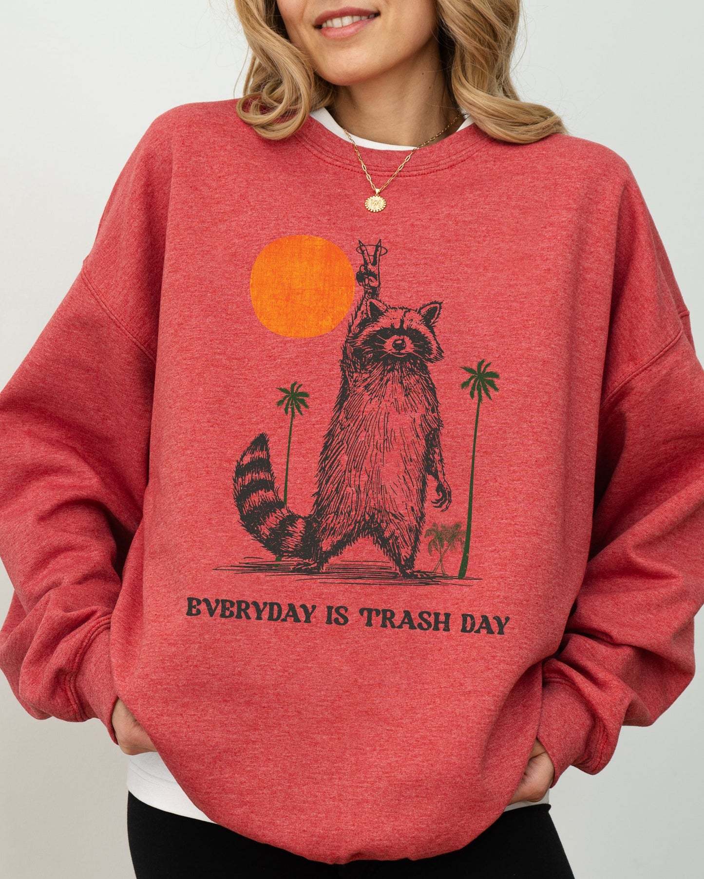 Everyday Is Trash Day, Funny, Raccoon, Meme, Aesthetic Sweatshirt