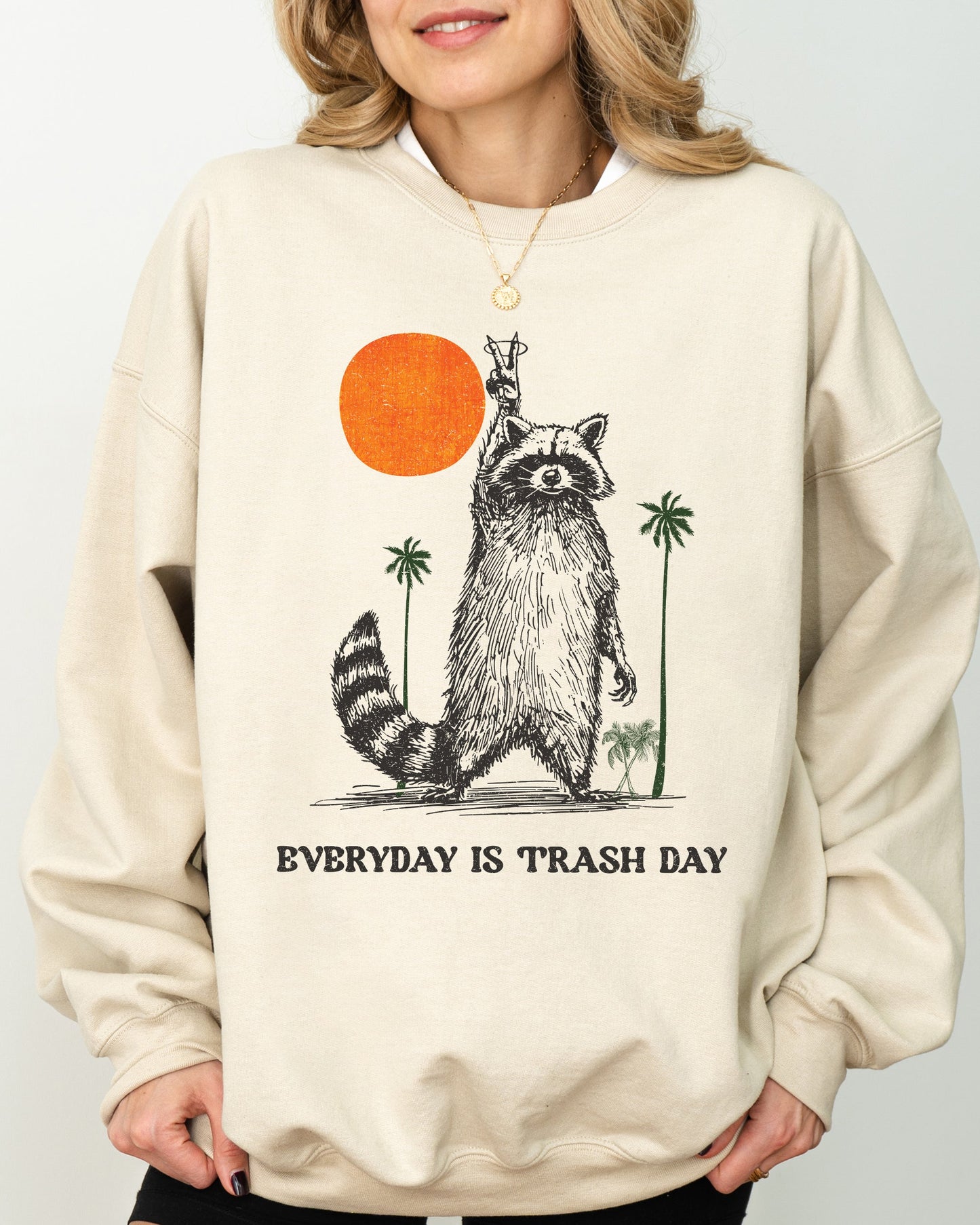 Everyday Is Trash Day, Funny, Raccoon, Meme, Aesthetic Sweatshirt