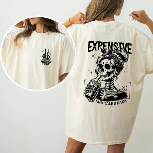 Expensive, Difficult, Talks Back, Wild Woman, Mom, Mother, Skeleton, Retro, Comfort Colors Tshirt