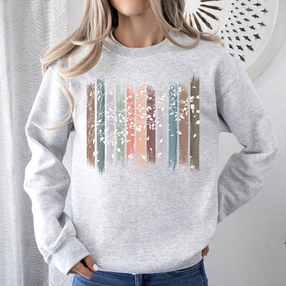 Falling Leaves, Botanical Stripes Sweatshirt
