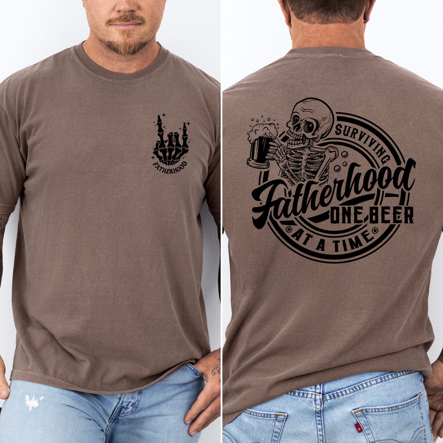 Fatherhood, One Beer At A Time, Skeleton, Funny, Brother, Father's Day, Husband, Guy Gift, Comfort Colors T-Shirt
