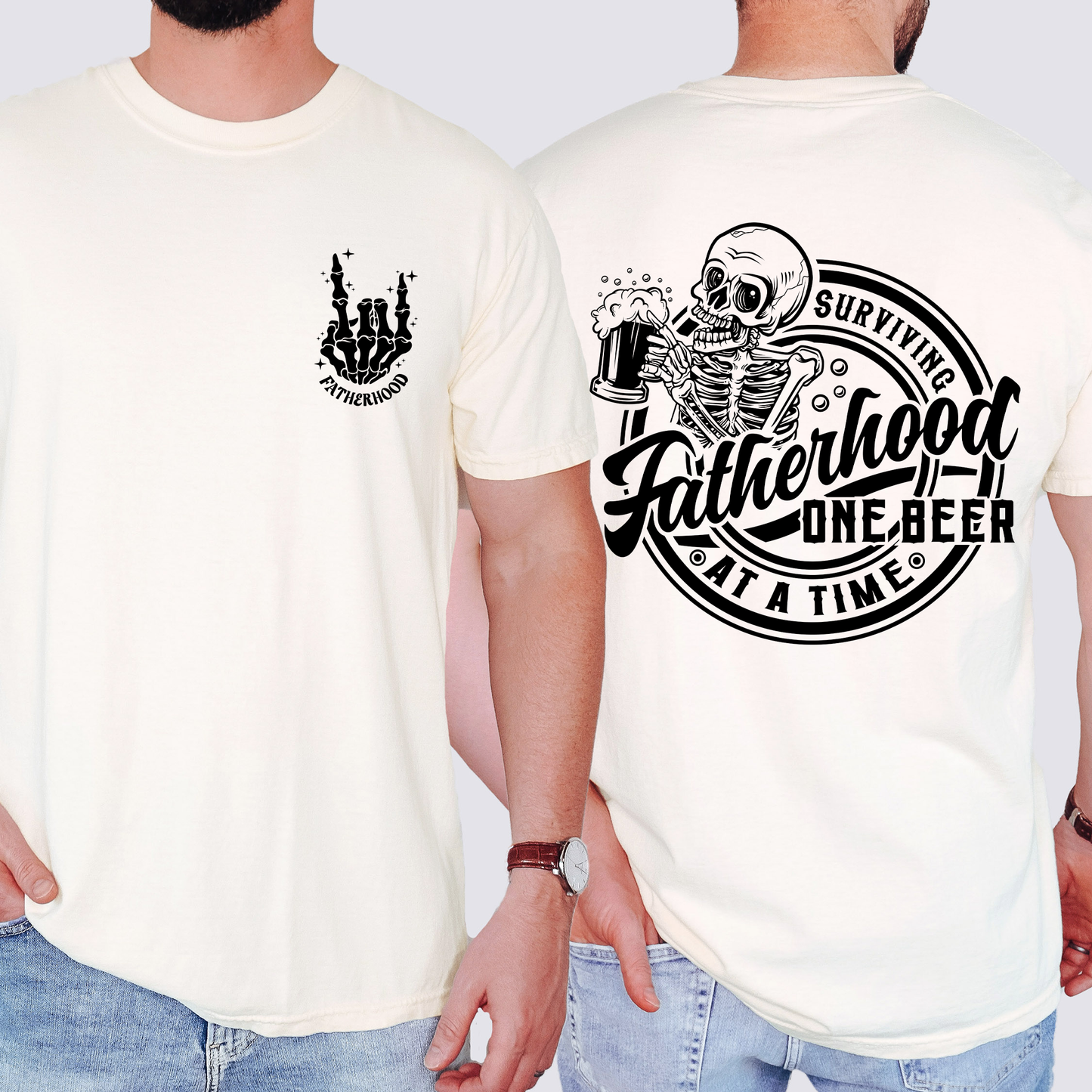 Fatherhood, One Beer At A Time, Skeleton, Funny, Brother, Father's Day, Husband, Guy Gift, Comfort Colors T-Shirt