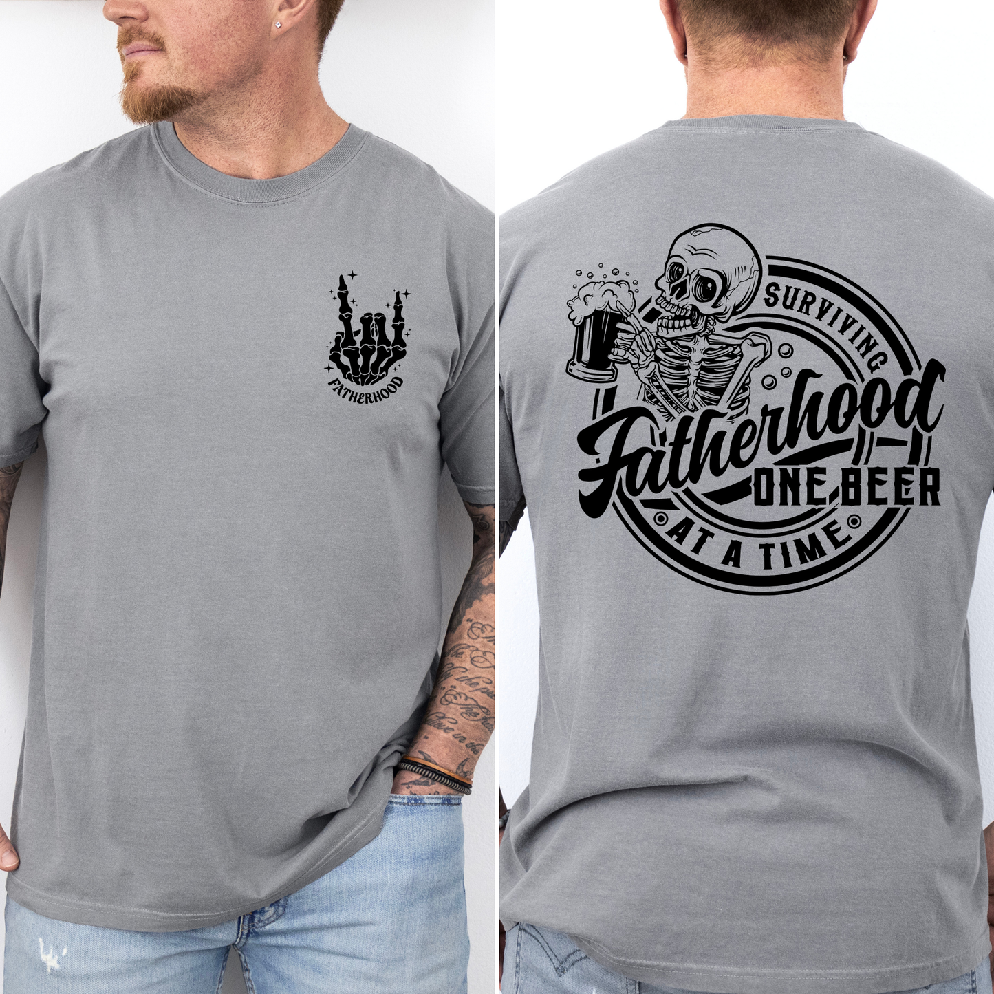 Fatherhood, One Beer At A Time, Skeleton, Funny, Brother, Father's Day, Husband, Guy Gift, Comfort Colors T-Shirt