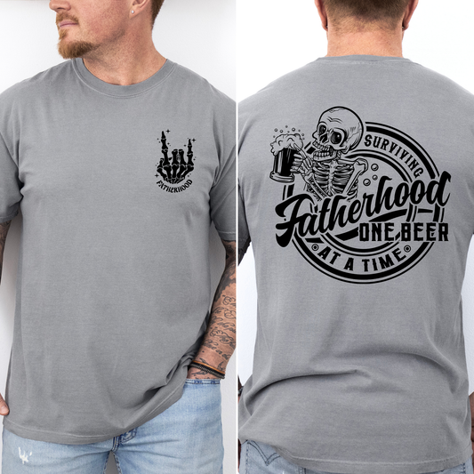 Fatherhood, One Beer At A Time, Skeleton, Funny, Brother, Father's Day, Husband, Guy Gift, Comfort Colors T-Shirt