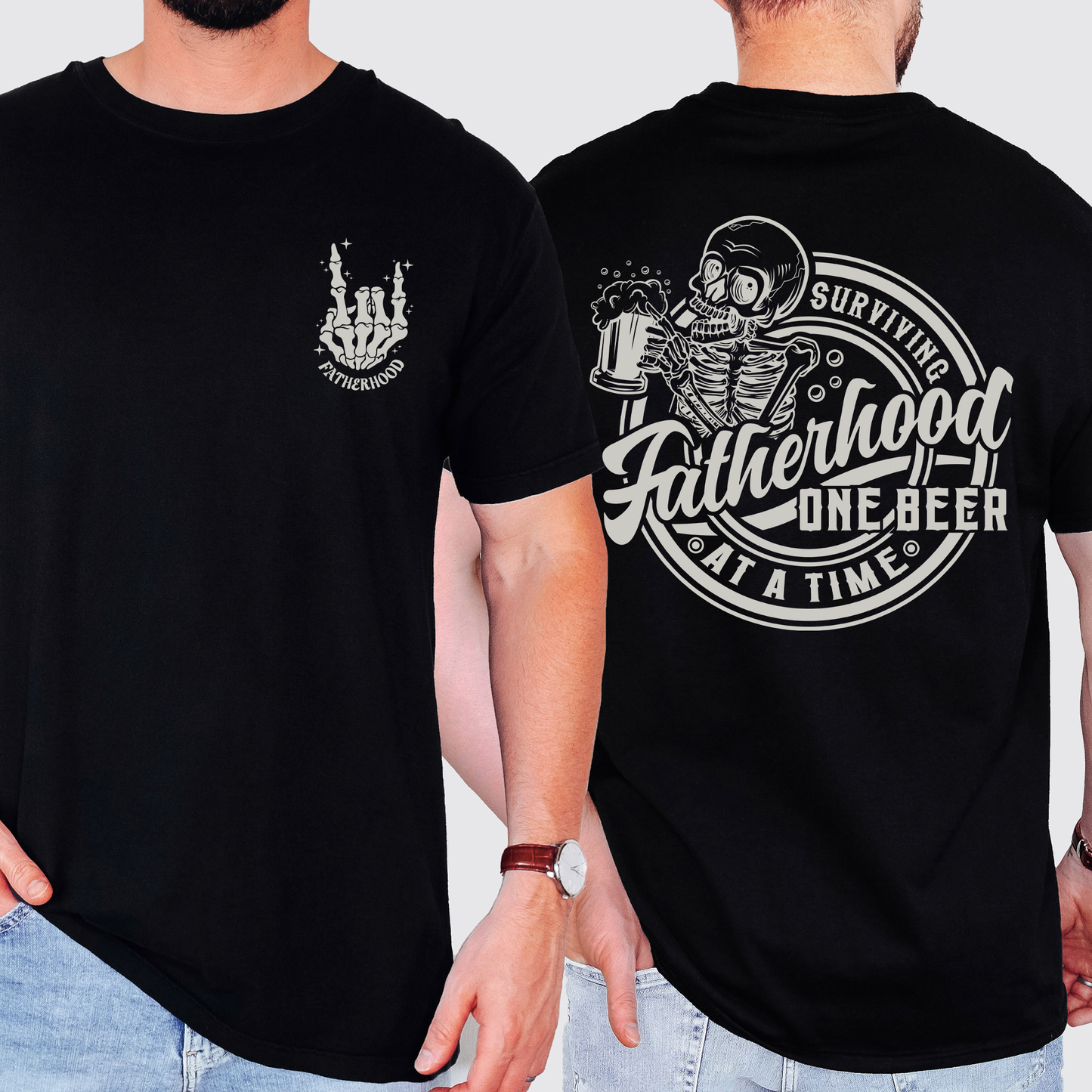 Fatherhood, One Beer At A Time, Skeleton, Funny, Brother, Father's Day, Husband, Guy Gift, Comfort Colors T-Shirt