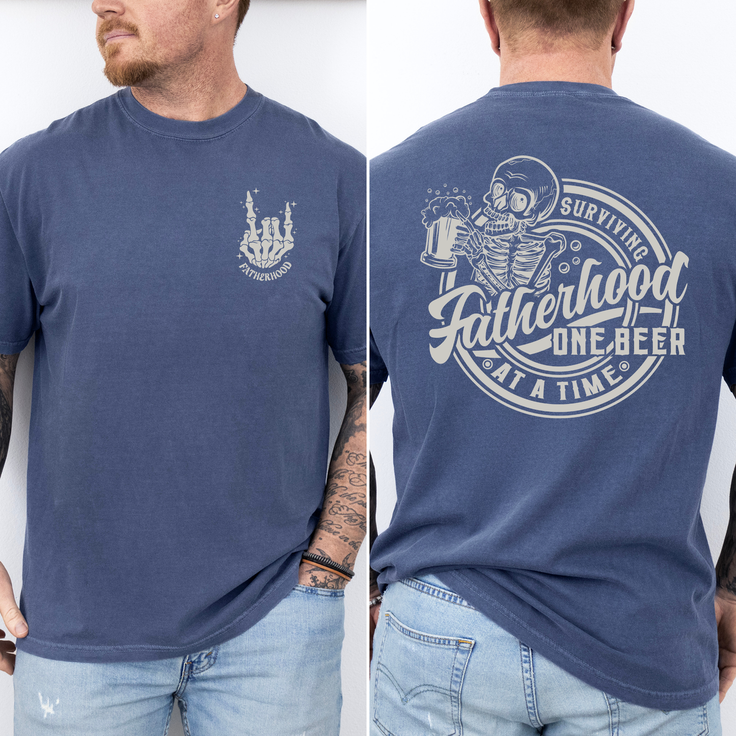 Fatherhood, One Beer At A Time, Skeleton, Funny, Brother, Father's Day, Husband, Guy Gift, Comfort Colors T-Shirt