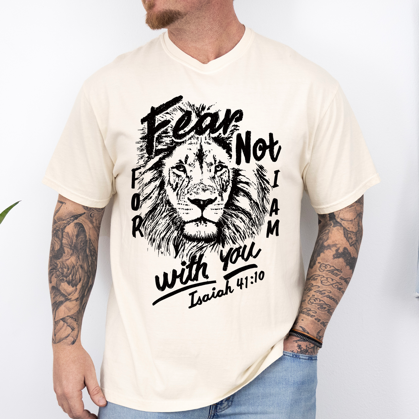 Fear Not, For I Am With You, Lion, Faith, Gospel, Bible, Dad, Father's Day, Boyfriend, Husband, Brother, Guy Gift, Comfort Colors T-Shirt
