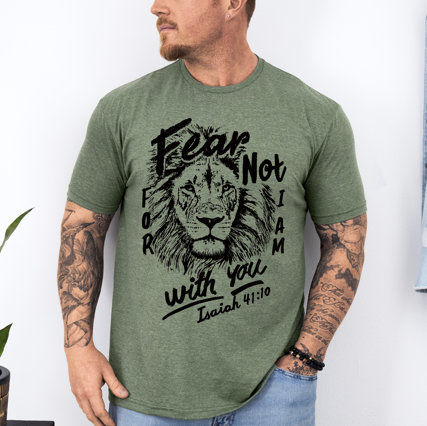 Fear Not, For I Am With You, Lion, Faith, Gospel, Bible, Dad, Father's Day, Boyfriend, Husband, Brother, Guy Gift, Soft Style T-Shirt