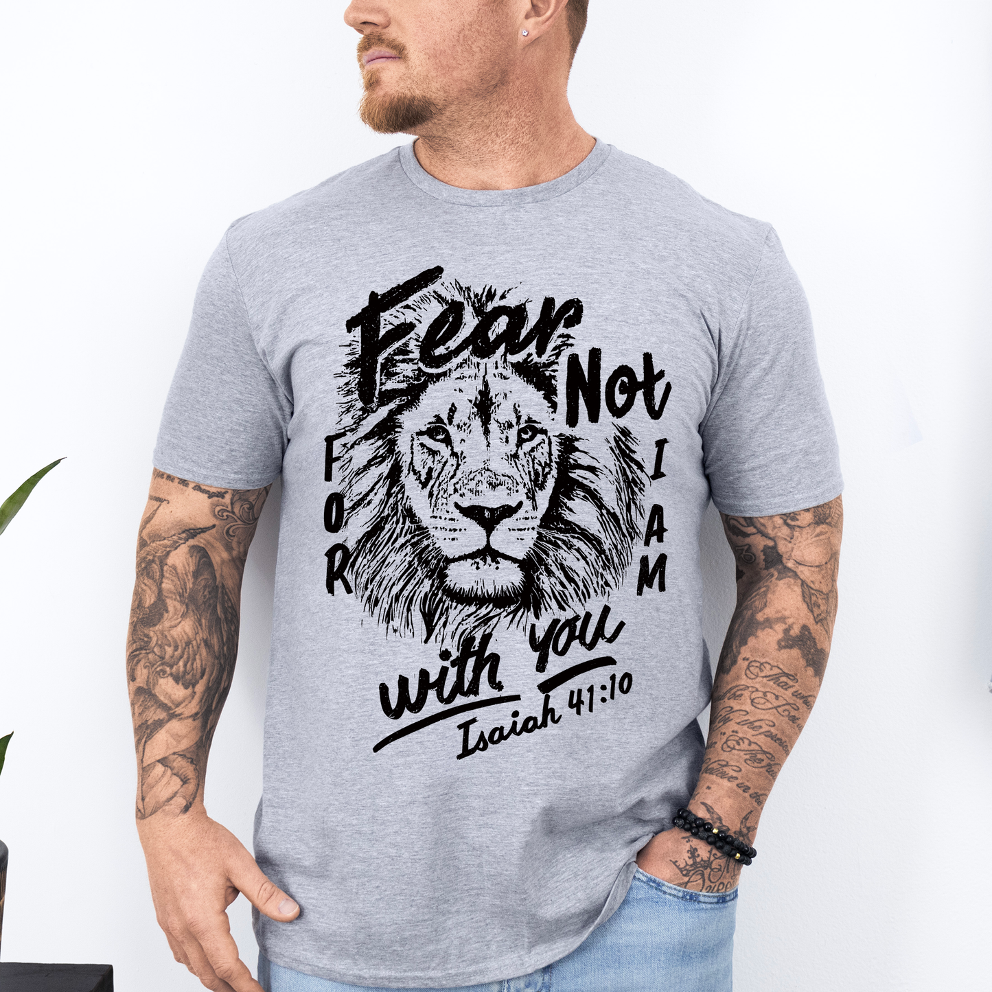 Fear Not, For I Am With You, Lion, Faith, Gospel, Bible, Dad, Father's Day, Boyfriend, Husband, Brother, Guy Gift, Soft Style T-Shirt