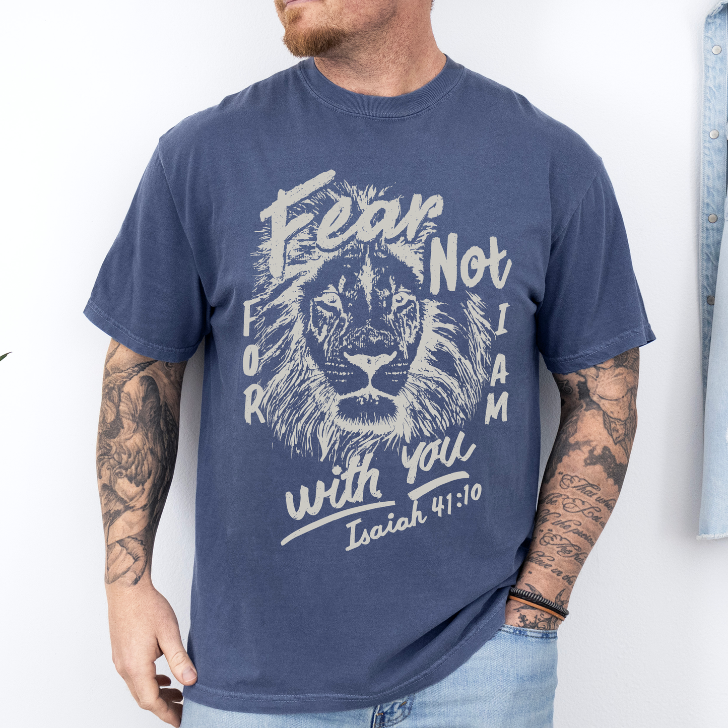 Fear Not, For I Am With You, Lion, Faith, Gospel, Bible, Dad, Father's Day, Boyfriend, Husband, Brother, Guy Gift, Comfort Colors T-Shirt