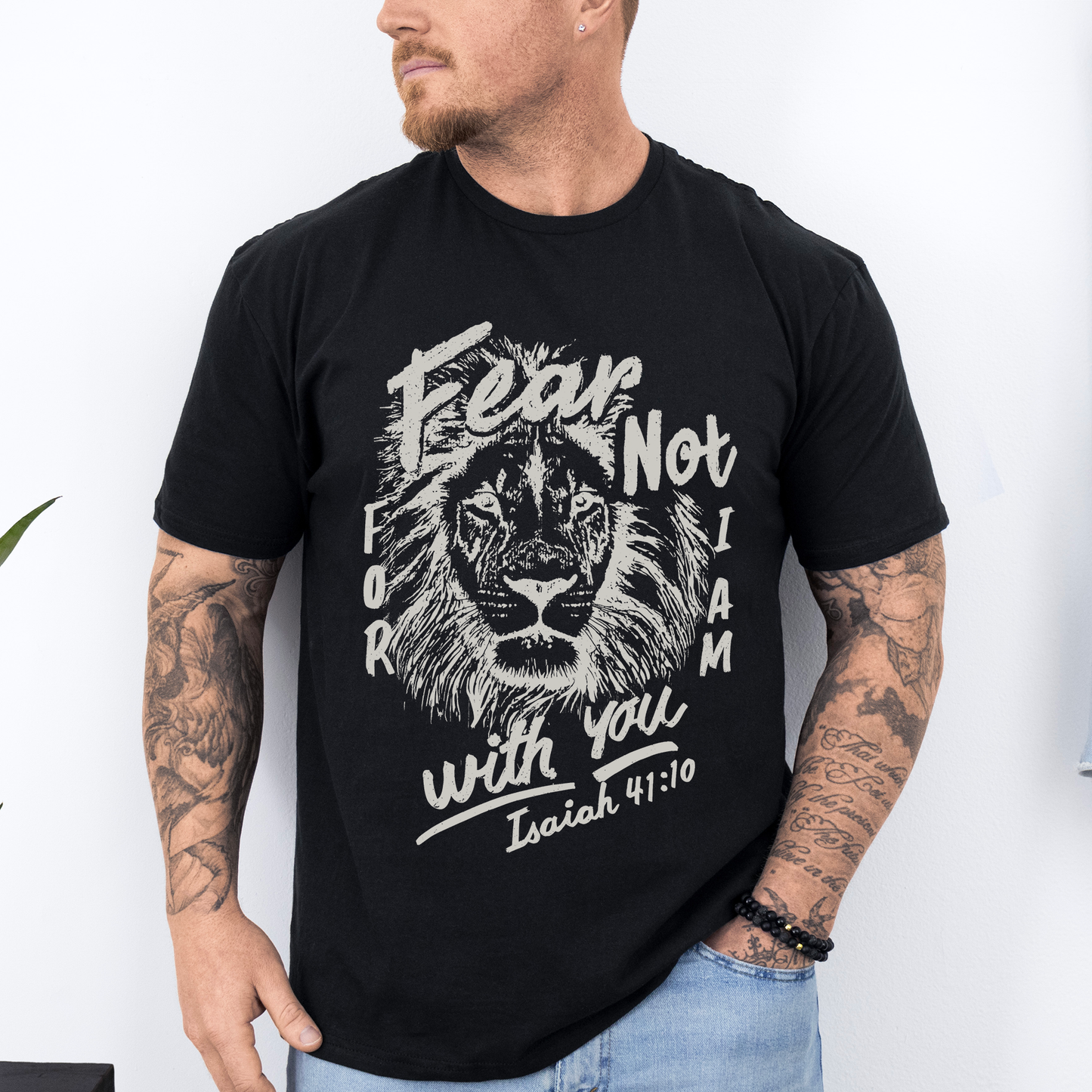 Fear Not, For I Am With You, Lion, Faith, Gospel, Bible, Dad, Father's Day, Boyfriend, Husband, Brother, Guy Gift, Soft Style T-Shirt