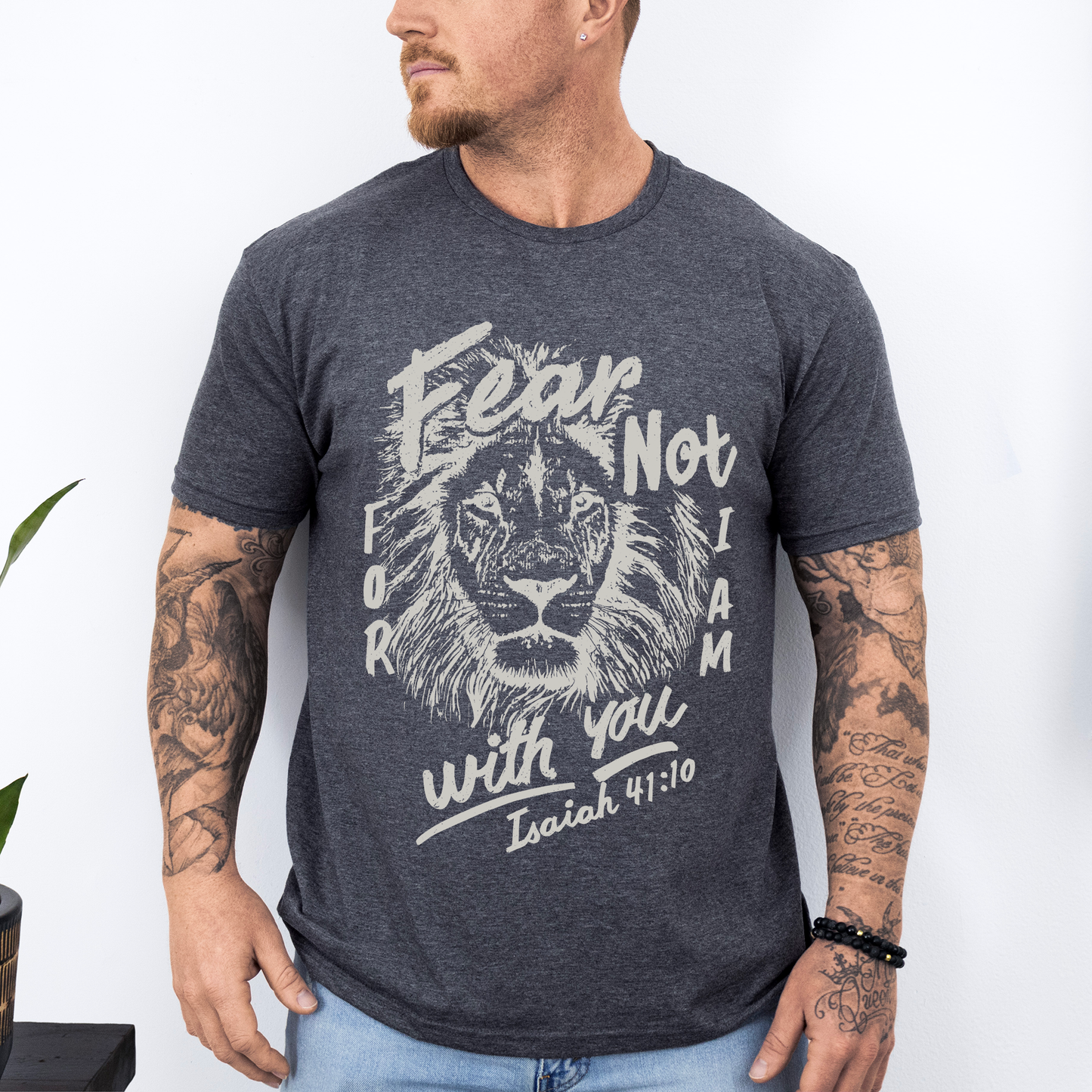 Fear Not, For I Am With You, Lion, Faith, Gospel, Bible, Dad, Father's Day, Boyfriend, Husband, Brother, Guy Gift, Soft Style T-Shirt