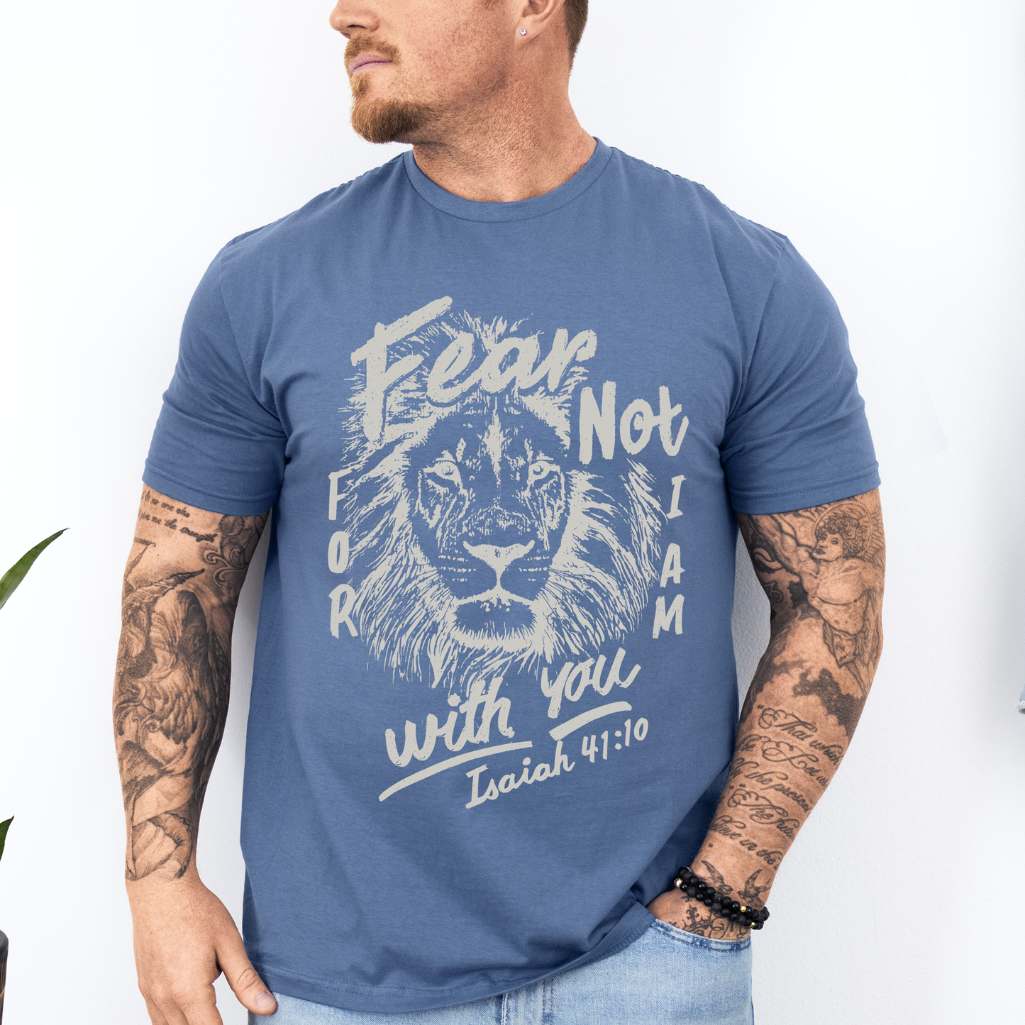Fear Not, For I Am With You, Lion, Faith, Gospel, Bible, Dad, Father's Day, Boyfriend, Husband, Brother, Guy Gift, Soft Style T-Shirt