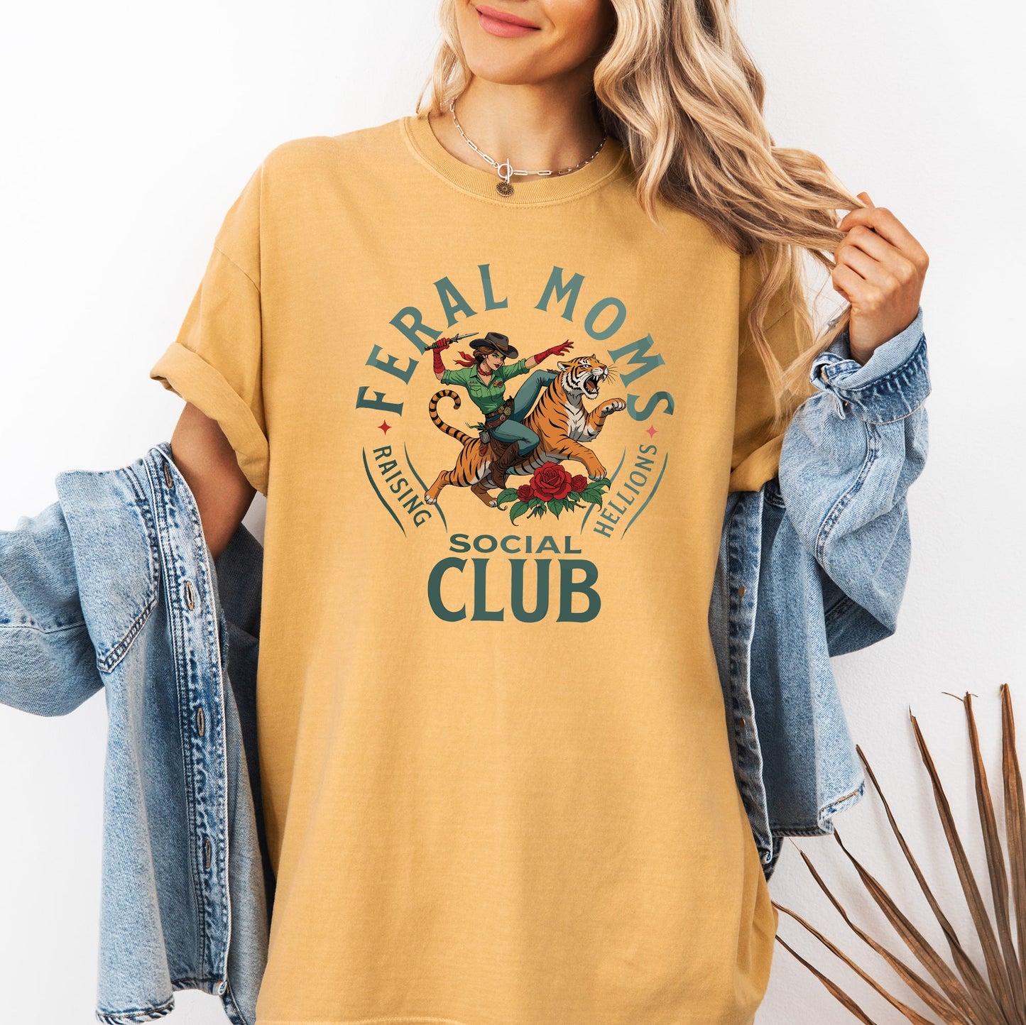 Feral Mom's Social Club, Raising Hellions, Funny, Tiger, Mother's Day Tshirt Comfort Colors T-Shirt