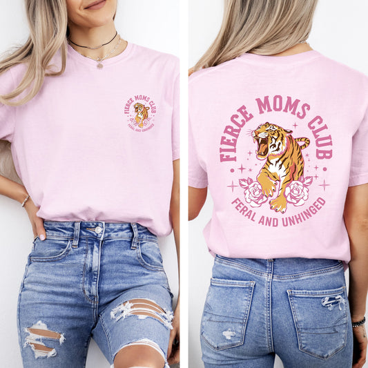 Feral Moms Club, Tiger, Front and Back, Mother's Day Tshirt Comfort Colors T-Shirt