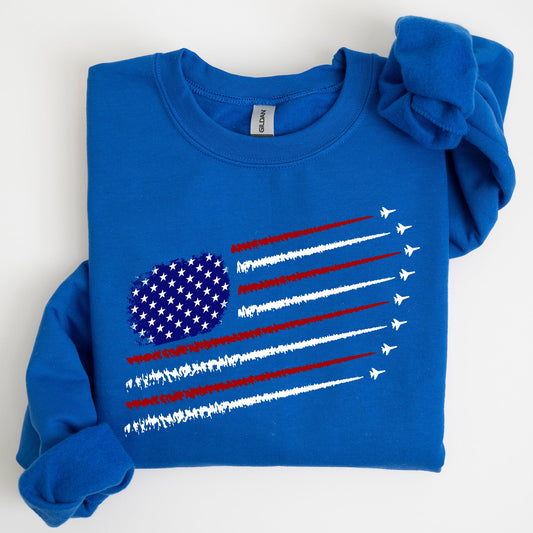 Fighter Jets, Navy, Air Force, American Flag, Sweatshirt