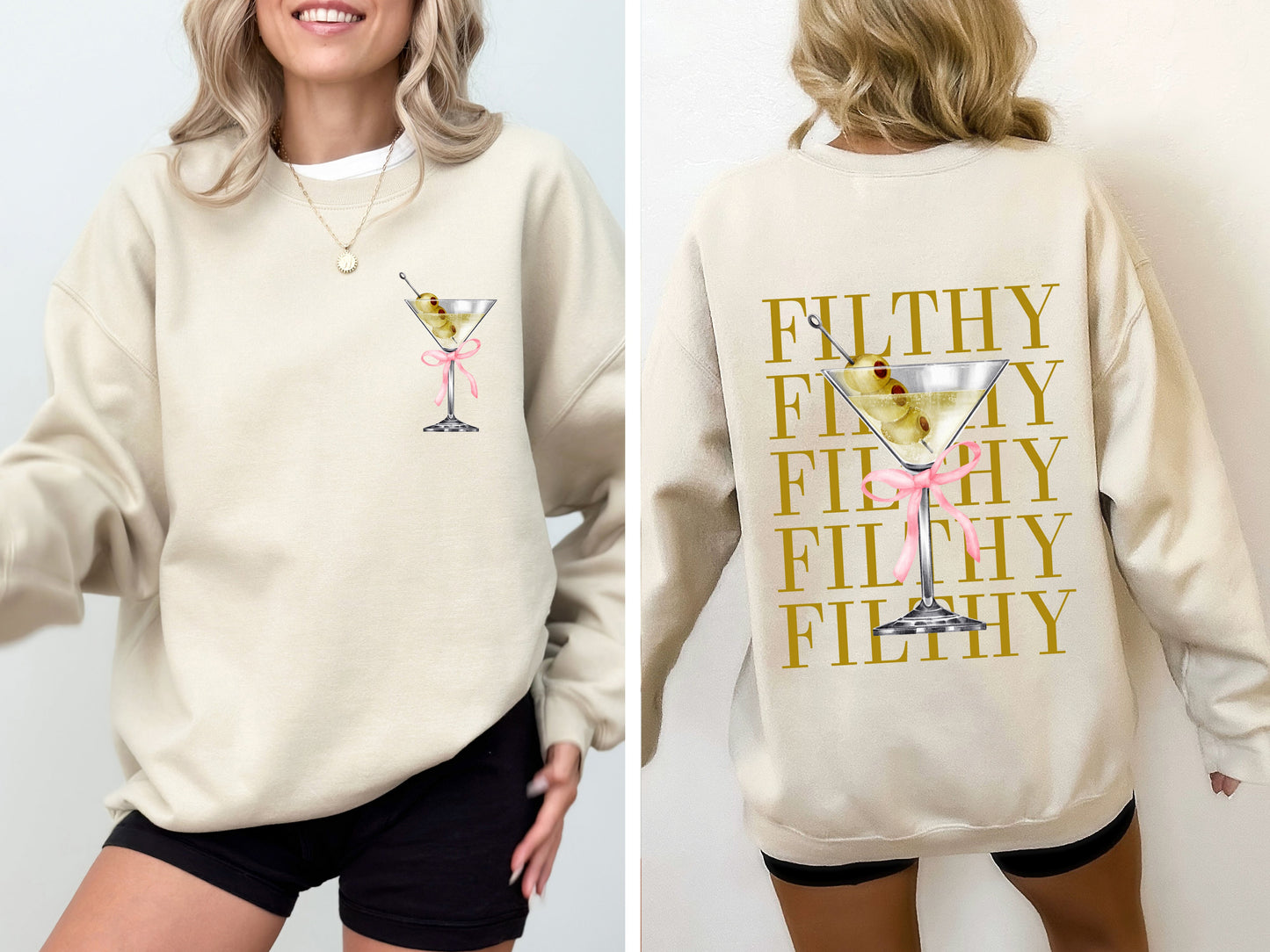 Filthy Martini, Dirty, Drink, Olive, Alcohol, Gin, Vodka Sweatshirt