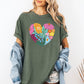 Floral Heart, Folk Art, Retro, Flowers, Comfort Colors T-Shirt