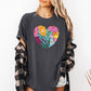 Floral Heart, Folk Art, Retro, Flowers, Comfort Colors T-Shirt