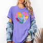 Floral Heart, Folk Art, Retro, Flowers, Comfort Colors T-Shirt