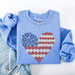 Floral Heart, Patriotic, Red White Blue, USA, America, 4th of July Sweatshirt