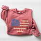 Floral Heart, Patriotic, Red White Blue, USA, America, 4th of July Sweatshirt