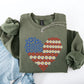 Floral Heart, Patriotic, Red White Blue, USA, America, 4th of July Sweatshirt