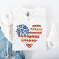 Floral Heart, Patriotic, Red White Blue, USA, America, 4th of July Sweatshirt