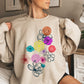 Floral Outlines, Leaves, Flowers, Colorful Sweatshirt