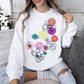 Floral Outlines, Leaves, Flowers, Colorful Sweatshirt