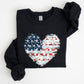 Floral Patriotic Hear, Flag, USA, Stars Stripes Sweatshirt