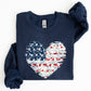 Floral Patriotic Hear, Flag, USA, Stars Stripes Sweatshirt