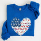Floral Patriotic Hear, Flag, USA, Stars Stripes Sweatshirt