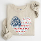 Floral Patriotic Hear, Flag, USA, Stars Stripes Sweatshirt
