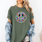 Floral Smiley Face, Retro, Summer, Flowers, Comfort Colors T-Shirt